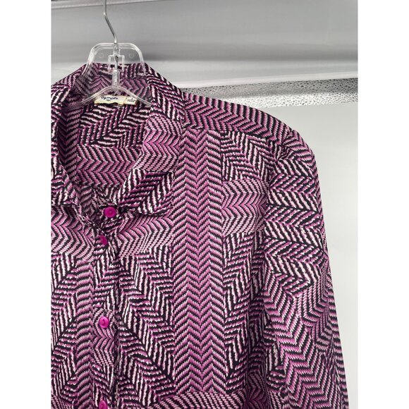 Symple NYC Womens Button Up Shirt Dress Long Sleeve Multicolor Size Large - Picture 4 of 9